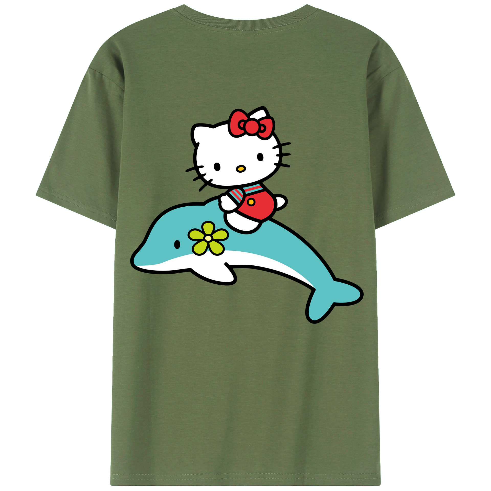 （画像用） Hello Kitty ハローキティ 綿100％ メンズ半袖Tシャツ（バックプリント） 通気性